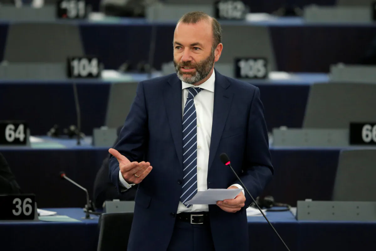 EU Parliament's political group European People's Party (EPP) President Manfred Weber speaks during a debate on Brexit at the European Parliament in Strasbourg, France, Sept. 18, 2019.   (Vincent Kessler/Reuters)