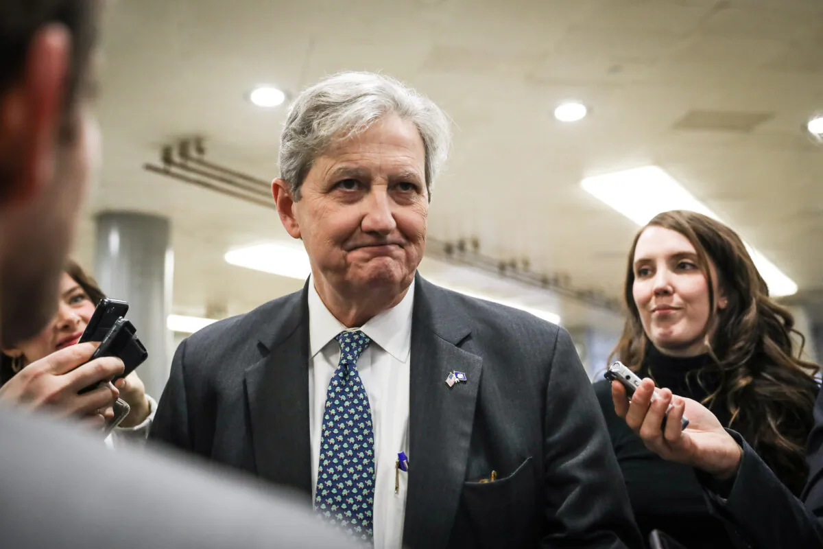 Sen. John Kennedy (R-La.) arrives at the Capitol in Washington on Jan. 27, 2020. (Charlotte Cuthbertson/The Epoch Times)