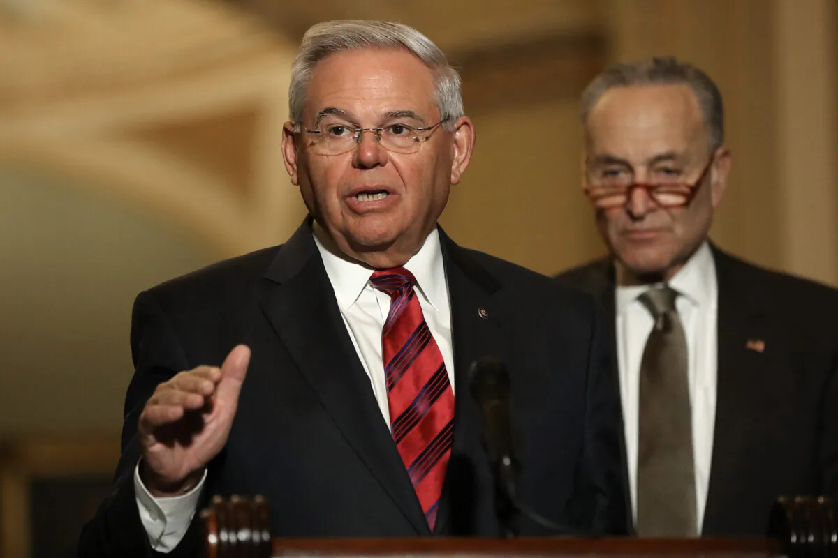 Sen. Robert Menendez (D-N.J.) speaks to reporters in Washington on Feb. 25, 2020. (Chip Somodevilla/Getty Images)