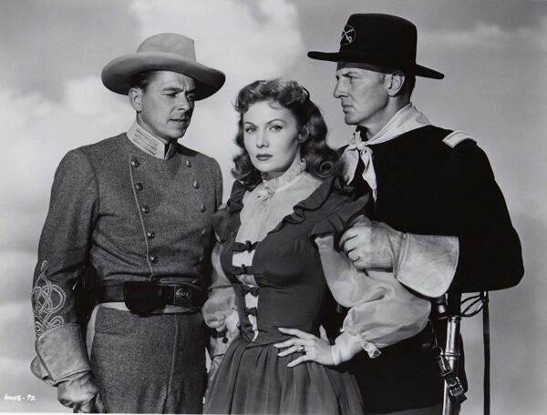 Reagan, Bruce Bennett, and Rhonda Fleming in The Last Outpost (1951)