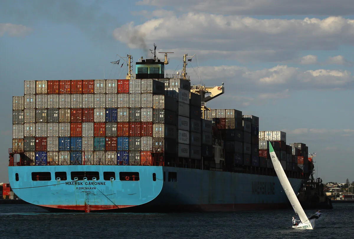 Cargo ship enters the harbour, Perth, Australia, December 3, 2011.  (Mark Dadswell/Getty Images)