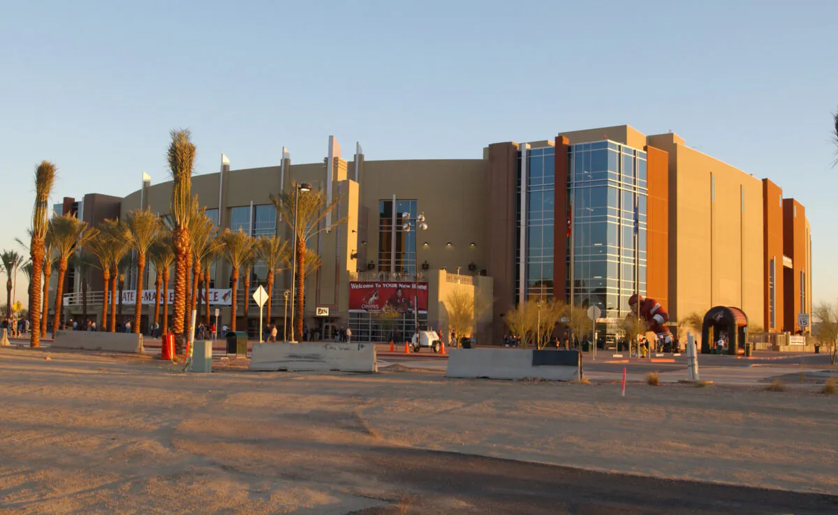Exterior view of the Glendale Arena, home of the Phoenix Coyotes and located in the Westgate Entertainment District in Glendale, Arizona. (Barry Gossage/Getty Images)