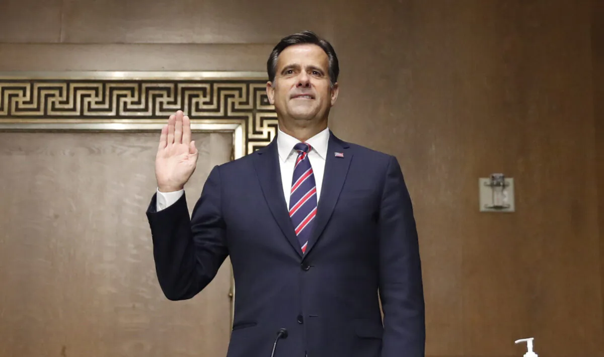Rep. John Ratcliffe, (R-Texas), is sworn in before a Senate Intelligence Committee nomination hearing on Capitol Hill in Washington on May 5, 2020. (Andrew Harnik-Pool/Getty Images)