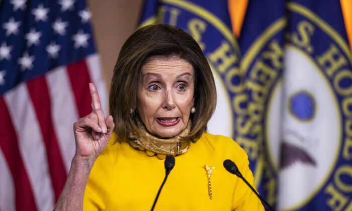 House Speaker Nancy Pelosi (D-Calif.) speaks during a news conference on Capitol Hill, in Washington, on May 20, 2020.  (Manuel Balce Ceneta/AP Photo)