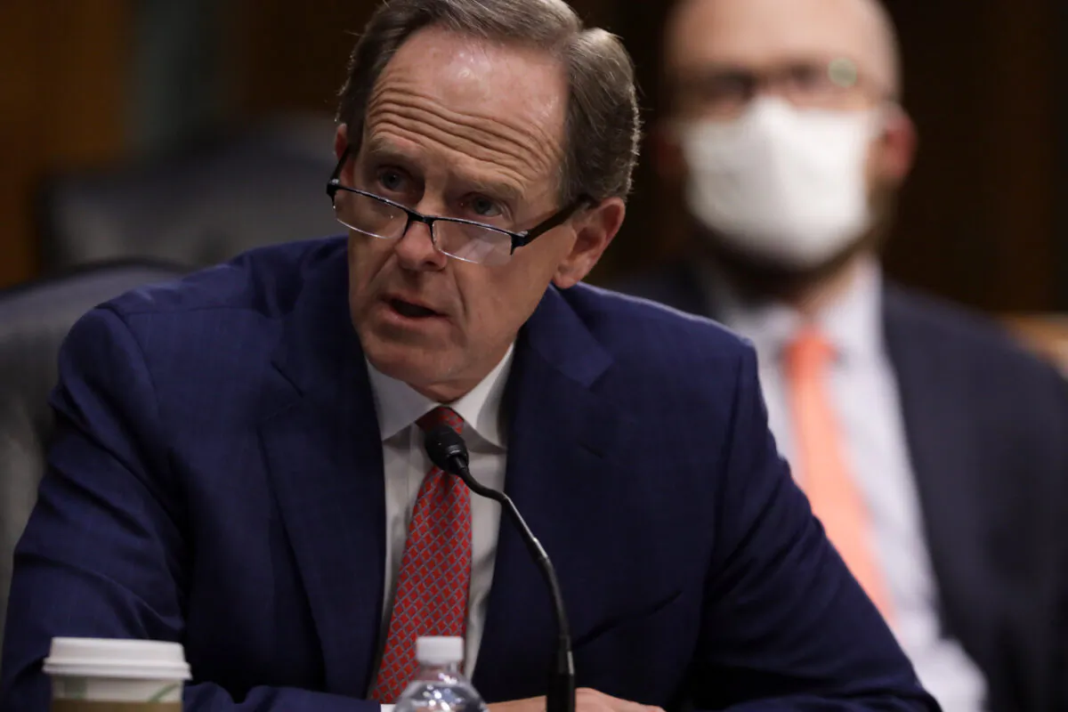 U.S. Sen. Pat Toomey (R-Pa.) speaks during a confirmation hearing before Senate Committee on Banking, Housing, and Urban Affairs on Capitol Hill in Washington, on May 5, 2020. (Alex Wong/Getty Images)