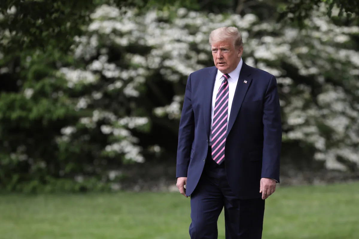President Donald Trump walks across the South Lawn in Washington, on May 5, 2020. (Chip Somodevilla/Getty Images)