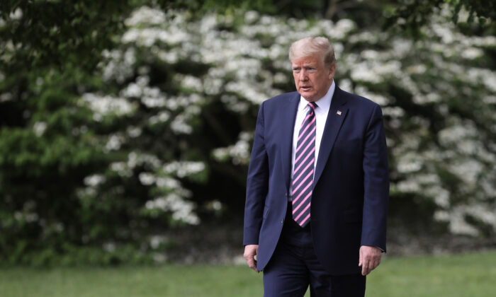 President Donald Trump walks across the South Lawn in Washington, on May 5, 2020. (Chip Somodevilla/Getty Images)