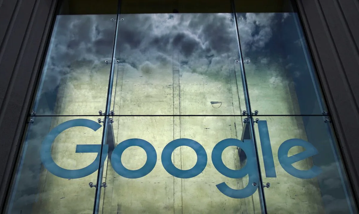 The Google logo adorns the outside of Google's NYC office building on June 3, 2019. (Drew Angerer/Getty Images)