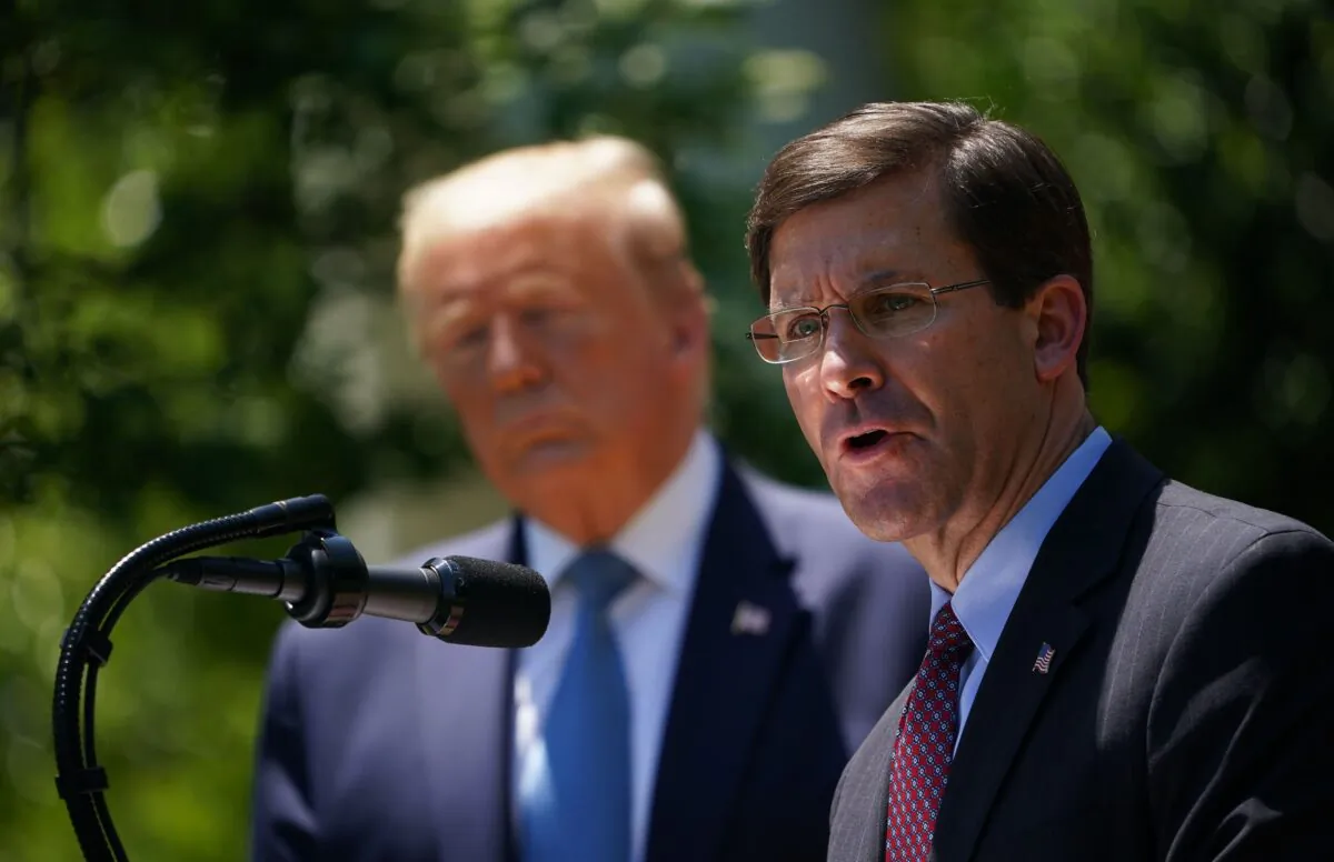 Secretary of Defense Mark Esper with President Donald Trump, outside the White House on May 15, 2020. (Mandel Ngan/AFP via Getty Images)