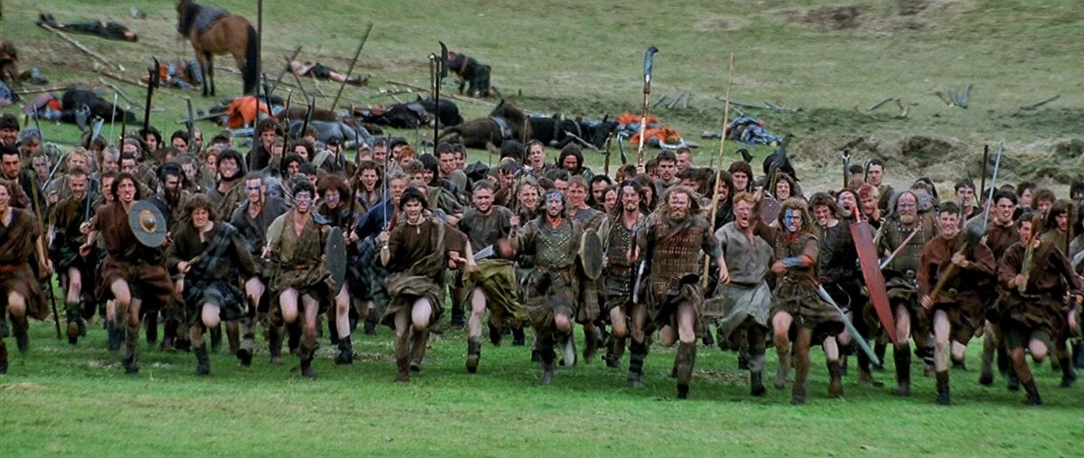 scottish rebels running into battle in "Braveheart"
