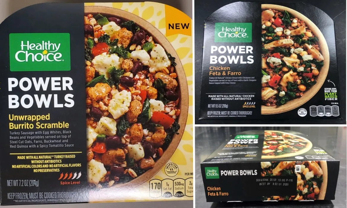 Some sample labels of Conagra Brands food products subject to a recall, on May 22, 2020. (USDA/FSIS)