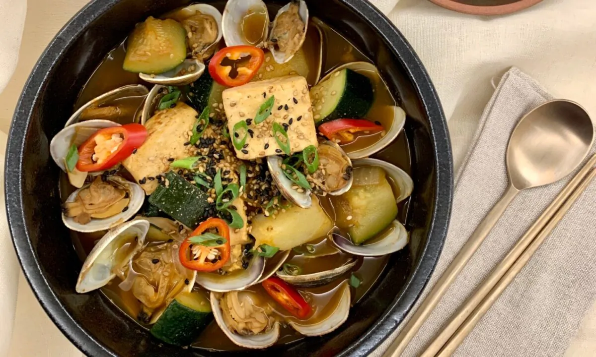 Doenjang stars in doenjang jjigae, a traditional fermented soybean stew popular in Korean restaurants and home cooking alike. (Judy Joo)