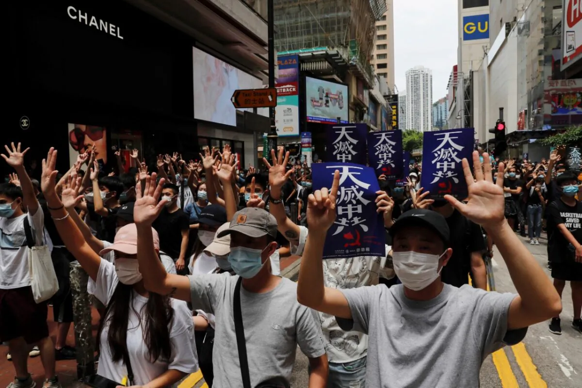 Protesters march against Beijing's plans to impose national security legislation in Hong Kong on May 24, 2020. (Reuters/Tyrone Siu)