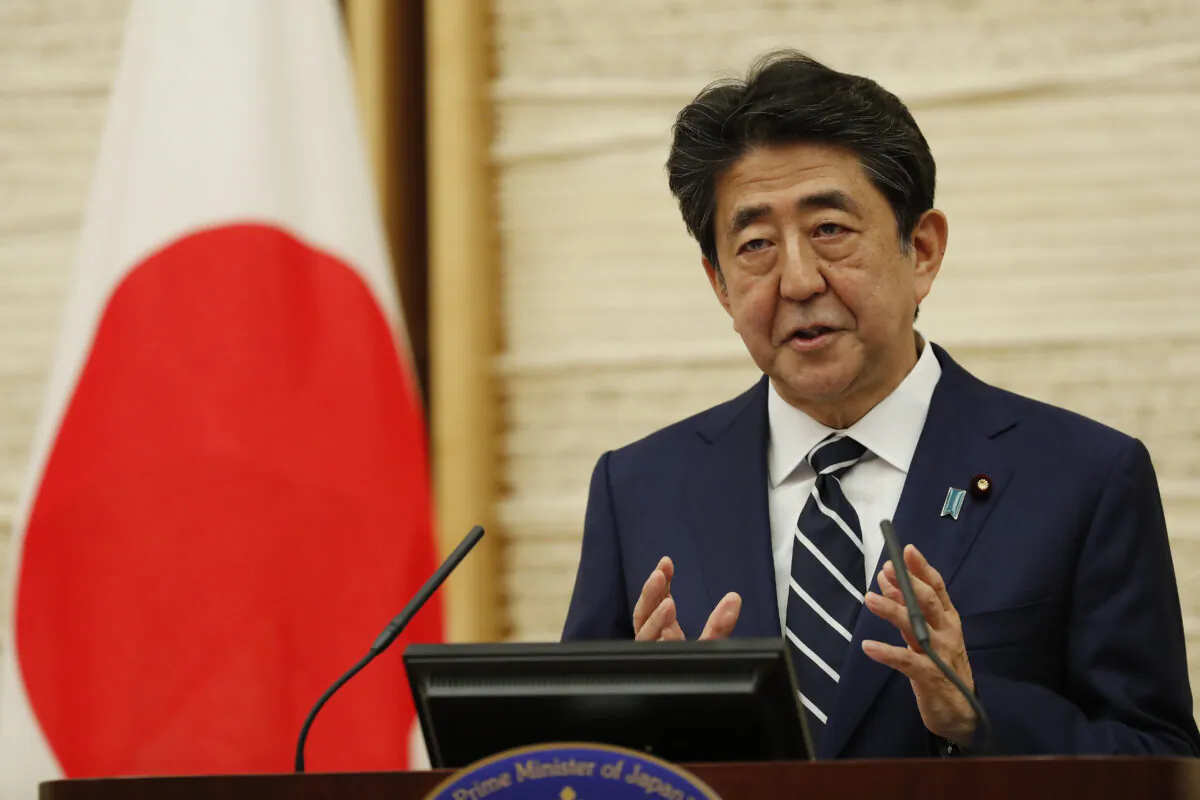 Japan's Prime Minister Shinzo Abe speaks at a news conference in Tokyo, Japan, on May 25, 2020. (Kim Kyung-hoon/Pool/Getty Images)
