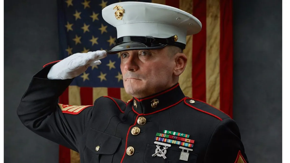 Veteran Marine Staff Sgt. Tim Chambers, also known as "the saluting Marine.” (Courtesy of The Saluting Marine via Facebook)