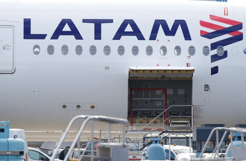 The logo of LATAM Airlines is pictured on an Airbus plane in Colomiers near Toulouse, France, on Nov. 6, 2018. (Regis Duvignau/Reuters)