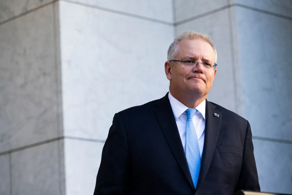 Australian Prime Minister Scott Morrison speaks during a press conference following a National Cabinet meeting on May 15, 2020 in Canberra, Australia. (Rohan Thomson/Getty Images)