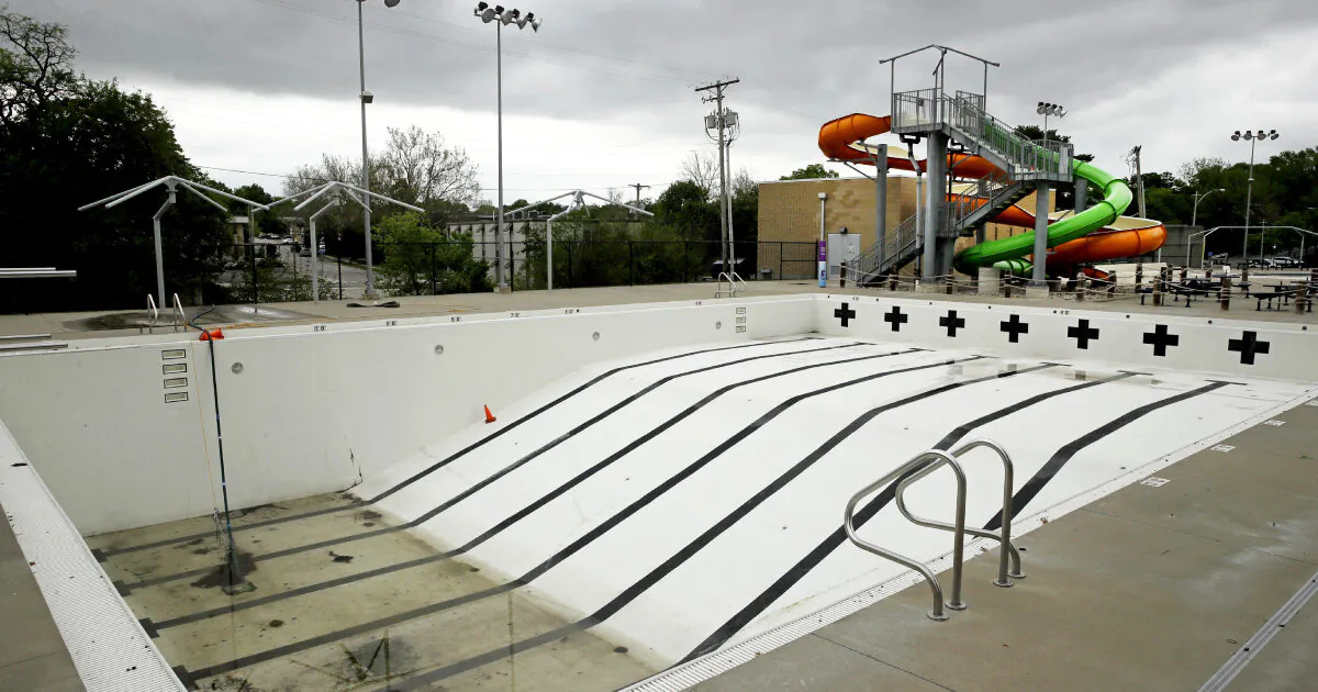 The public pool in Mission, Kan. on May 15, 2020. (Charlie Riedel/AP)