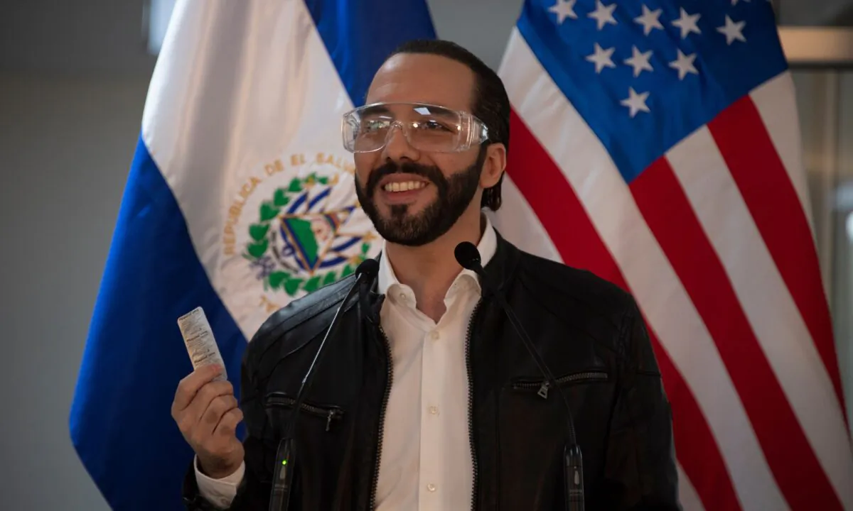El Salvador's President Nayib Bukele speaks during a press conference at Rosales Hospital in San Salvador, on May 26, 2020. (Yuri Cortez/AFP via Getty Images)