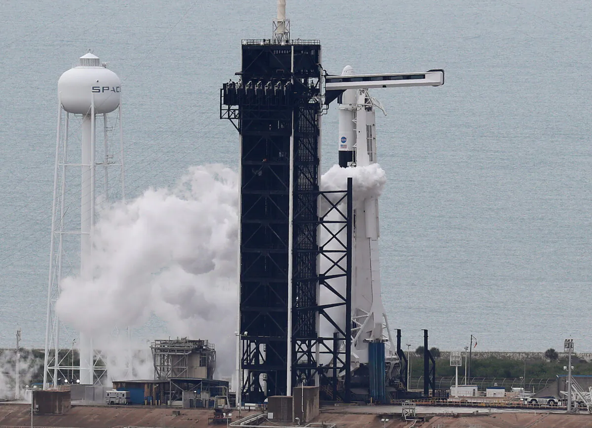 NASA scrubbed today's launch of the SpaceX Falcon 9 rocket with the manned Crew Dragon spacecraft at the Kennedy Space Center, in Cape Canaveral, Fla., on May 27, 2020. (Joe Raedle/Getty Images)
