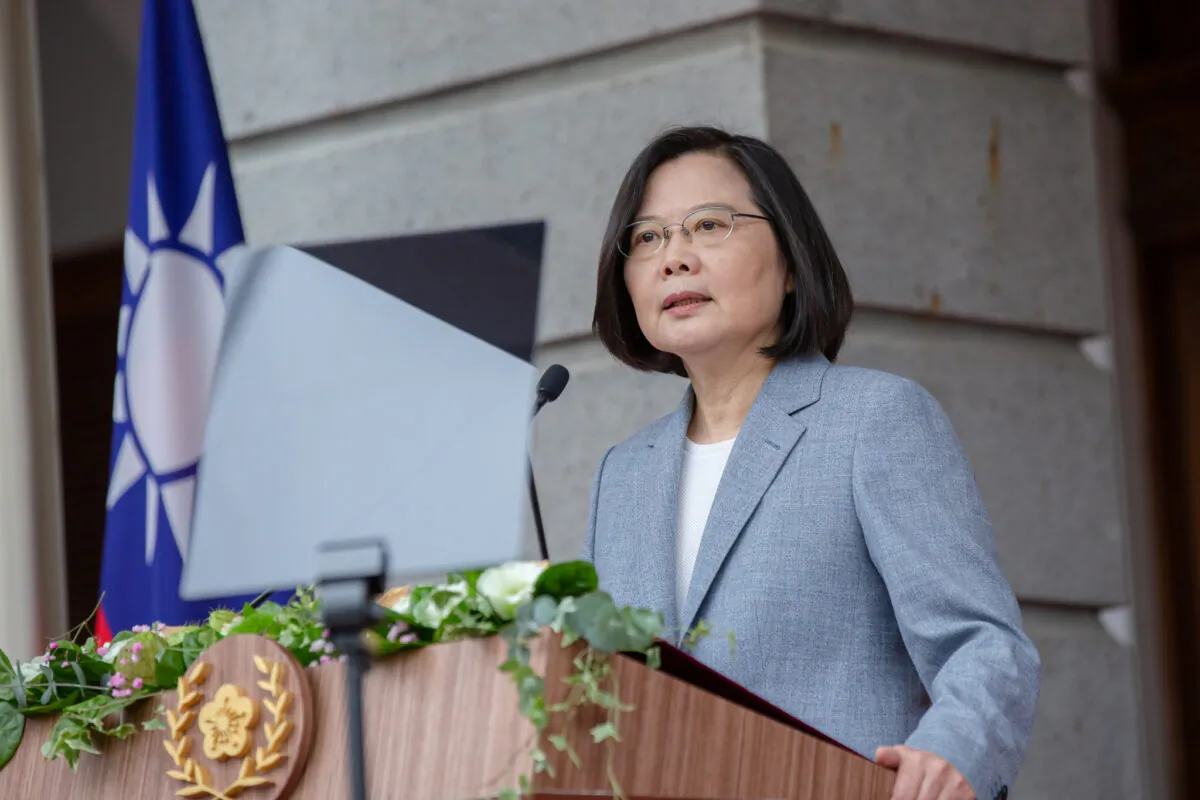 Taiwan President Tsai Ing-wen delivers her inaugural address at the Taipei Guest House in Taipei, Taiwan, on May 20, 2020. (Wang Yu Ching/Taiwan Presidential Office/Handout via Reuters/File Photo)