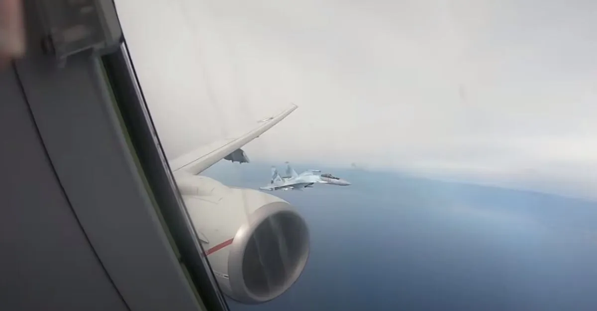 U.S. officials released footage showing two Russian fighter jets intercepting a Navy surveillance plane over the Mediterranean Sea on May 26, 2020. (US Navy)