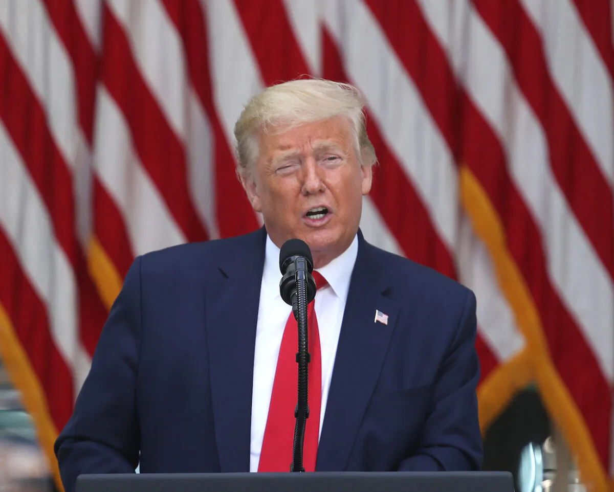 President Donald Trump makes remarks during an event on protecting seniors with diabetes, in the Rose Garden at the White House in Washington, on May 26, 2020. (Win McNamee/Getty Images)