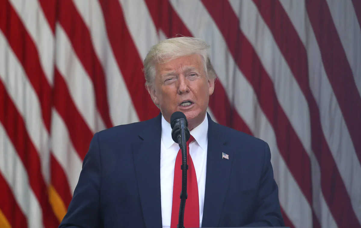 President Donald Trump makes remarks during an event in the Rose Garden at the White House in Washington on May 26, 2020. (Win McNamee/Getty Images)