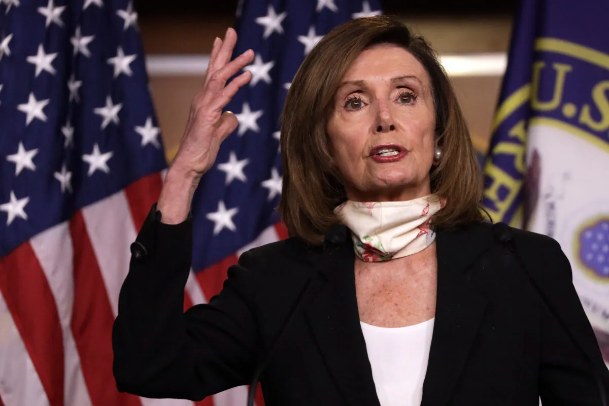 U.S. Speaker of the House Rep. Nancy Pelosi (D-CA) speaks during a weekly news conference on Capitol Hill in Washington, on May 28, 2020.  (Alex Wong/Getty Images)