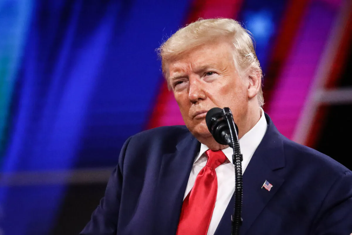 President Donald Trump speaks at the CPAC convention in National Harbor, Md., on Feb. 29, 2020. (Samira Bouaou/The Epoch Times)