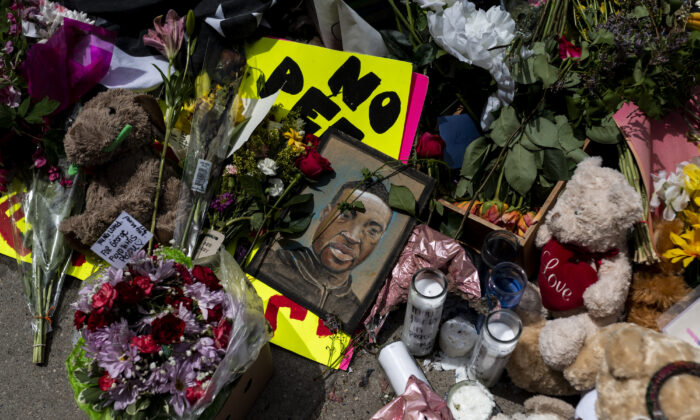 A memorial lies outside Cup Foods, where George Floyd was killed in police custody, in Minneapolis, Minnesota, on May 28, 2020. (Stephen Maturen/Getty Images)
