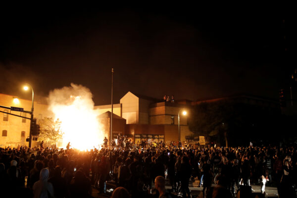 burned police building