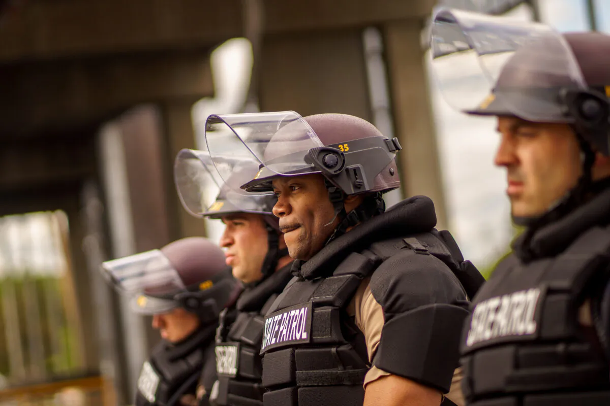 Minnesota State Patrol police officers in Minneapolis, Minn., on May 29, 2020. (Kerem Yucel/AFP via Getty Images)