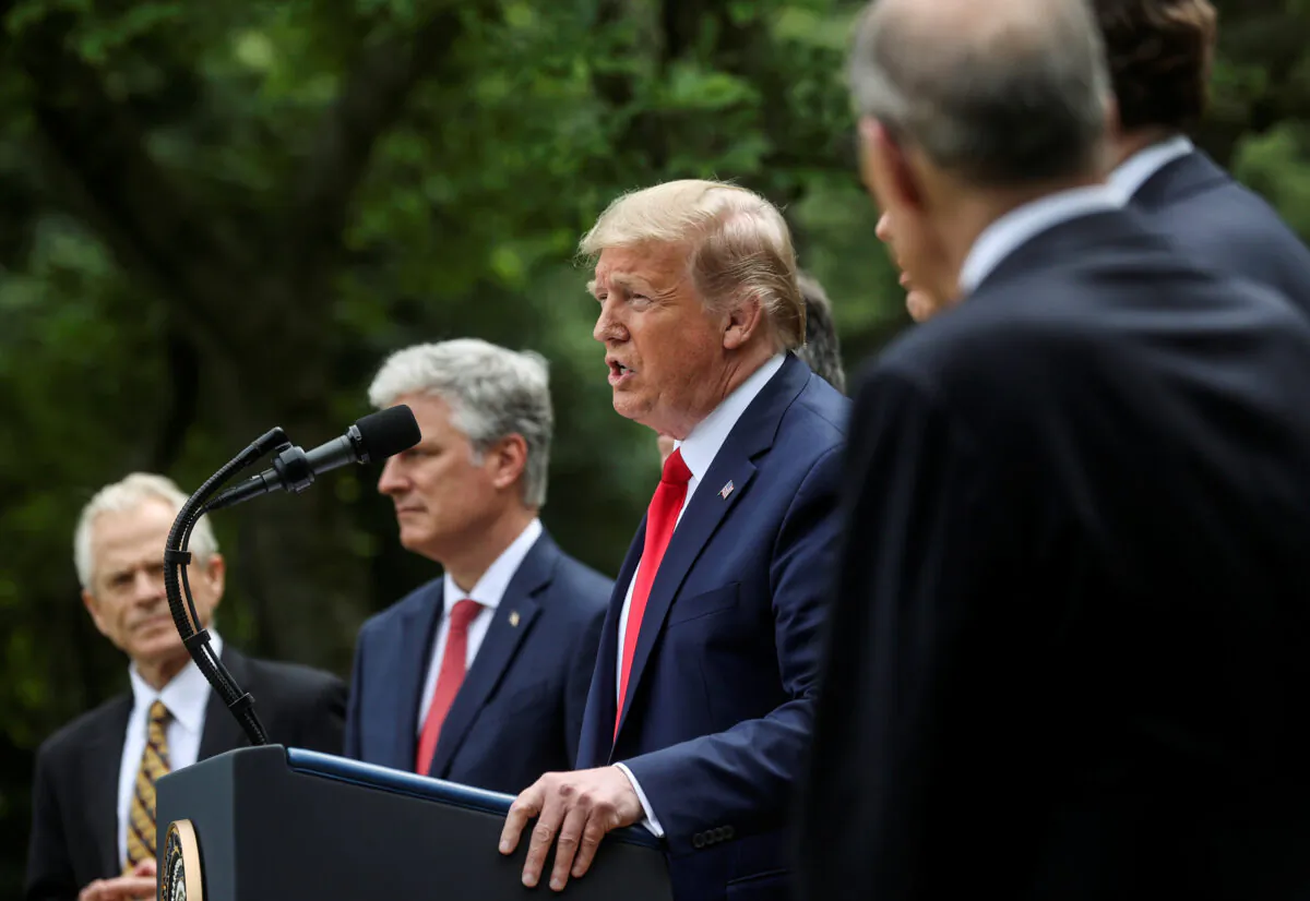 President Donald Trump addresses a news conference on China in the Rose Garden of the White House in Washington on May 29, 2020. (Jonathan Ernst/Reuters)