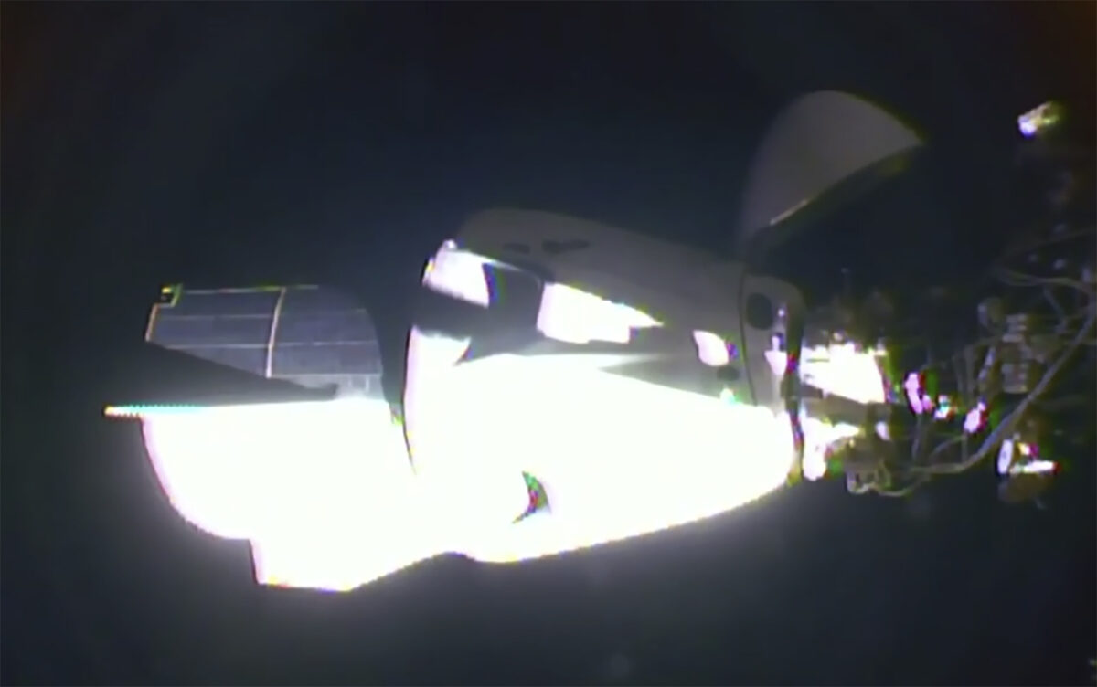 The SpaceX Dragon crew capsule docks