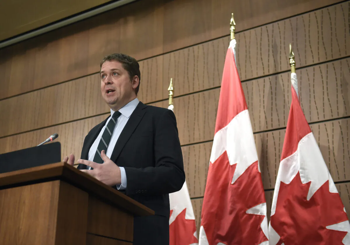 Conservative Leader Andrew Scheer speaks during a news conference in Ottawa, June 1, 2020. (Justin Tang/The Canadian Press)