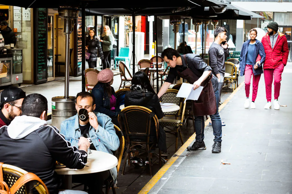 Cafes in Melbourne's Degraves street open for dine in customers on June 01, 2020 in Melbourne, Australia. (Darrian Traynor/Getty Images)