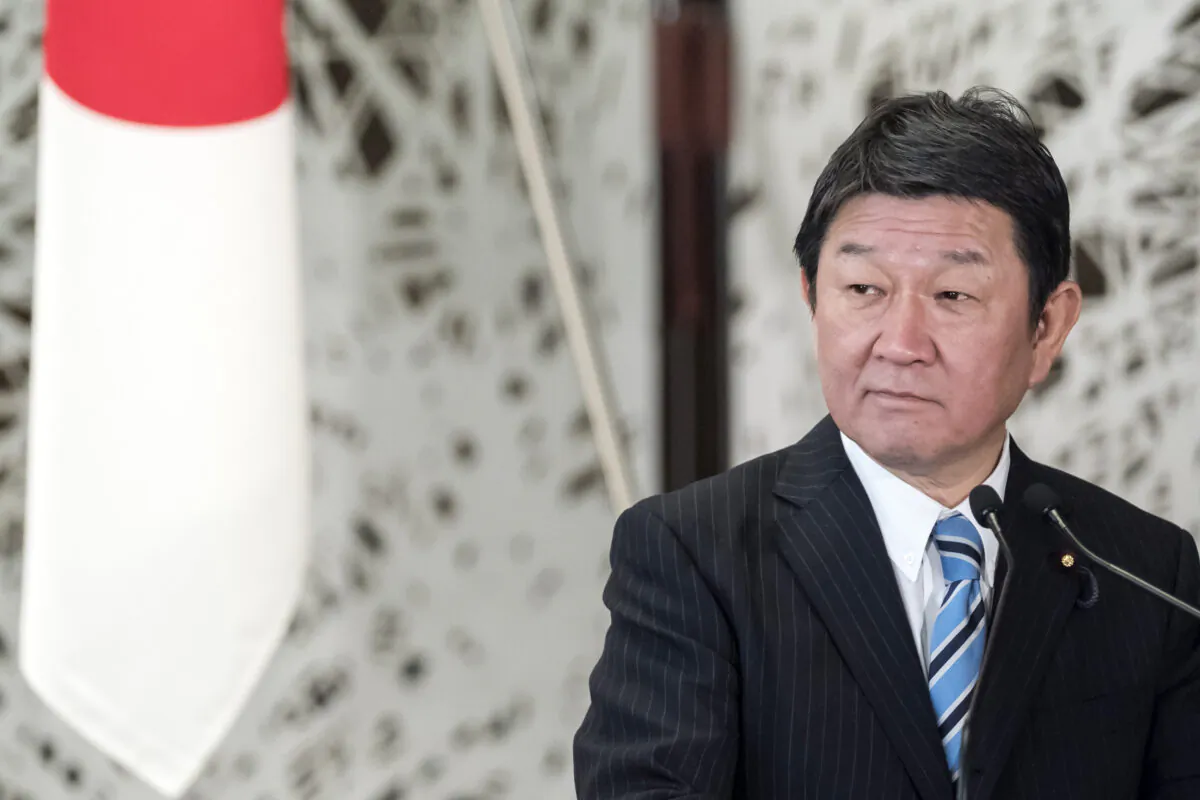 Japan's Foreign Minister Toshimitsu Motegi looks on during a news conference at Iikura Guest House in Tokyo, Japan, on Feb. 8, 2020. (Tomohiro Ohsumi/Getty Images)