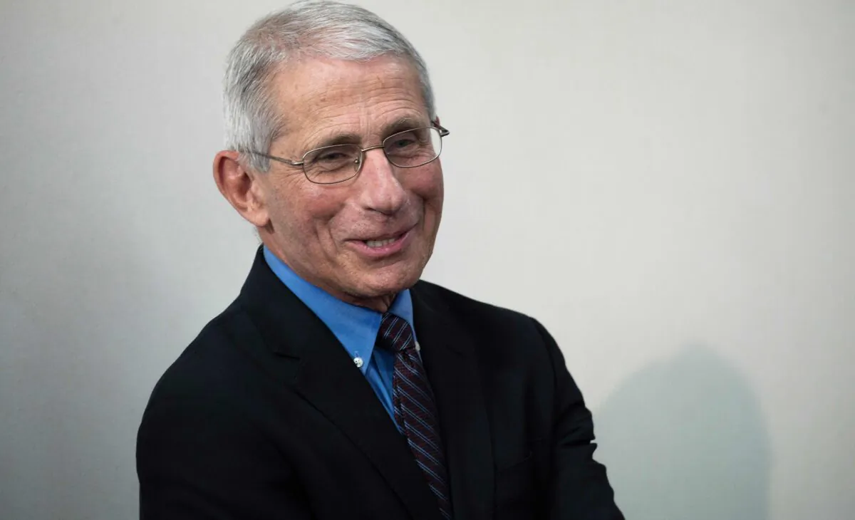 Director of the National Institute of Allergy and Infectious Diseases Anthony Fauci speaks during the daily briefing on the CCP virus, in the Brady Briefing Room at the White House in Washington, on April 9, 2020. (Jim Watson / AFP via Getty Images)