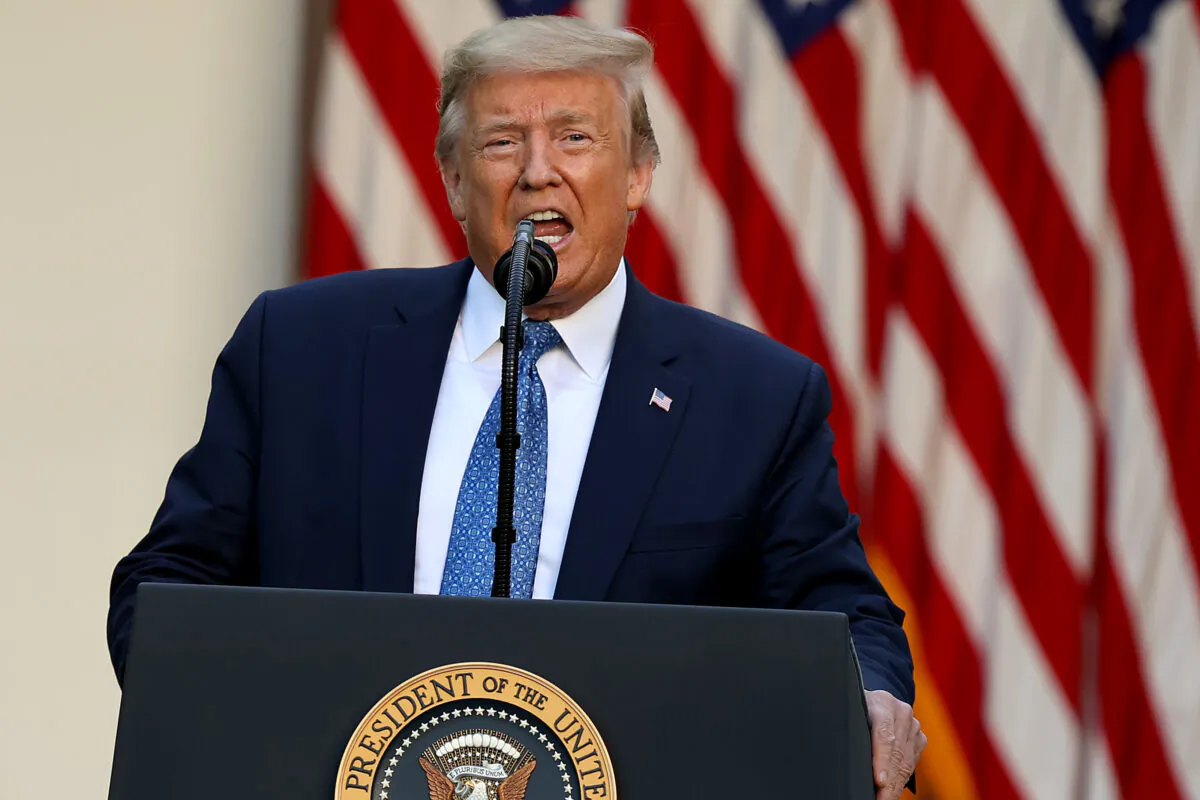 President Donald Trump makes a statement to the press in the Rose Garden at the White House in Washington on June 1, 2020. (Chip Somodevilla/Getty Images)