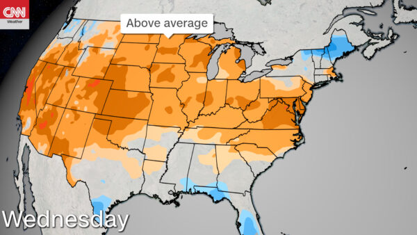 Places like Washington DC could see record high temperatures