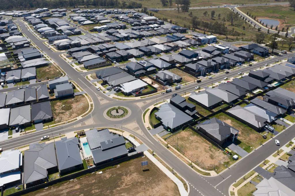 A general view of construction in the new estate of Gregory Hills in Sydney, Australia, on Oct. 23, 2019. (Brook Mitchell/Getty Images)