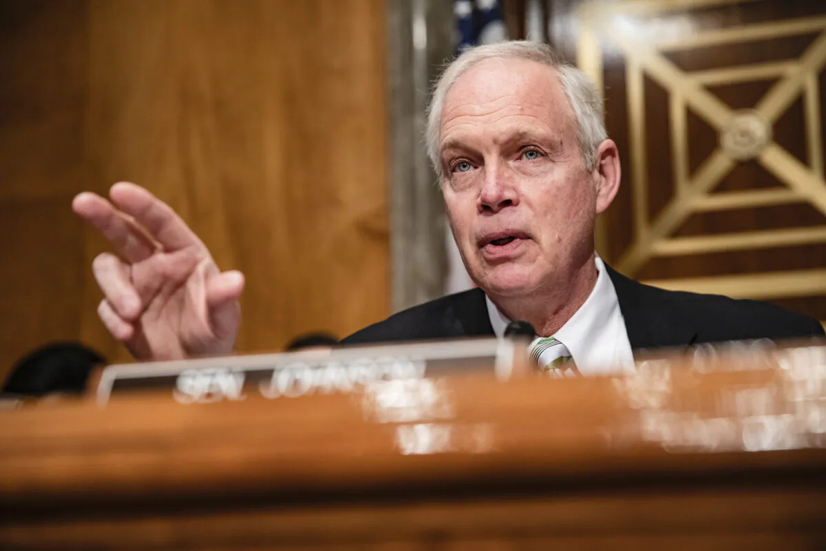 Sen. Ron Johnson (R-Wis.) speaks at the start of a Senate Homeland Security Committee hearing on the governments response to the CCP virus outbreak in Washington on March 5, 2020. (Samuel Corum/Getty Images)