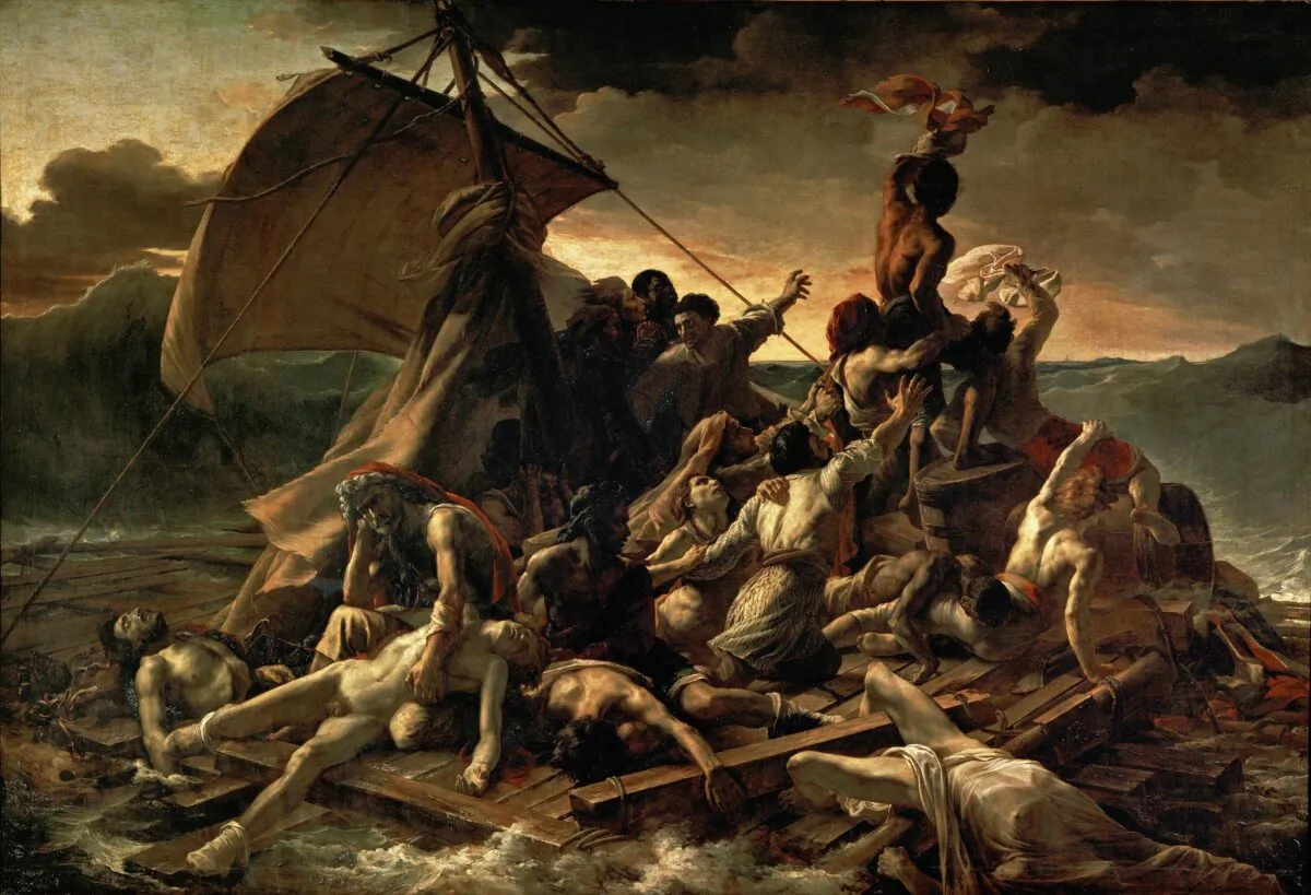 “The Raft of Medusa” in 1818-1819 by Théodore Géricualt. Oil on Canvas, 16.1 feet by 23.4 feet. Louvre Museum, Paris. (Public Domain)