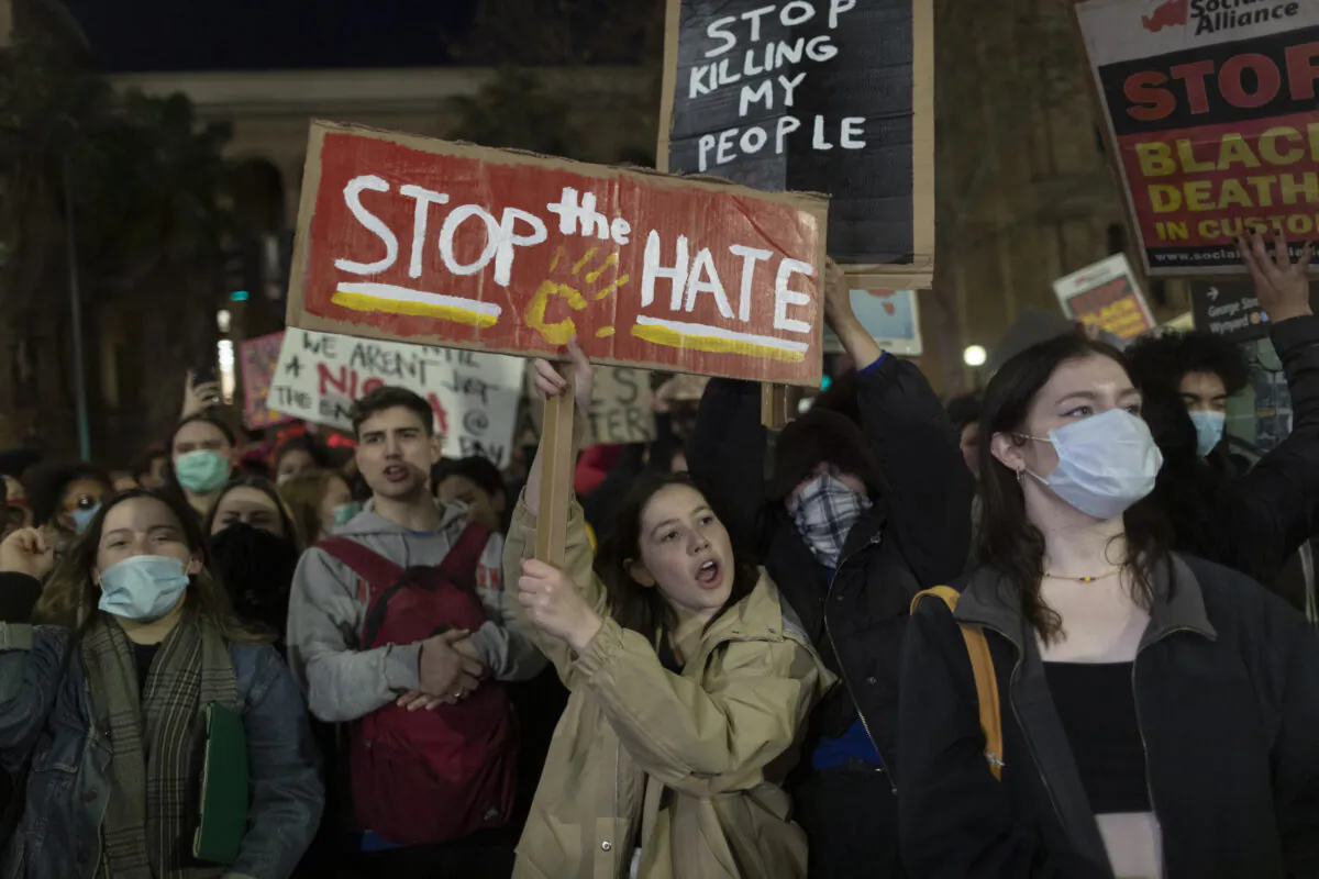 Protestors in Martin Place during a “Black Lives Matter" rally, Sydney, Australia, June 02, 2020. (Brook Mitchell/Getty Images)