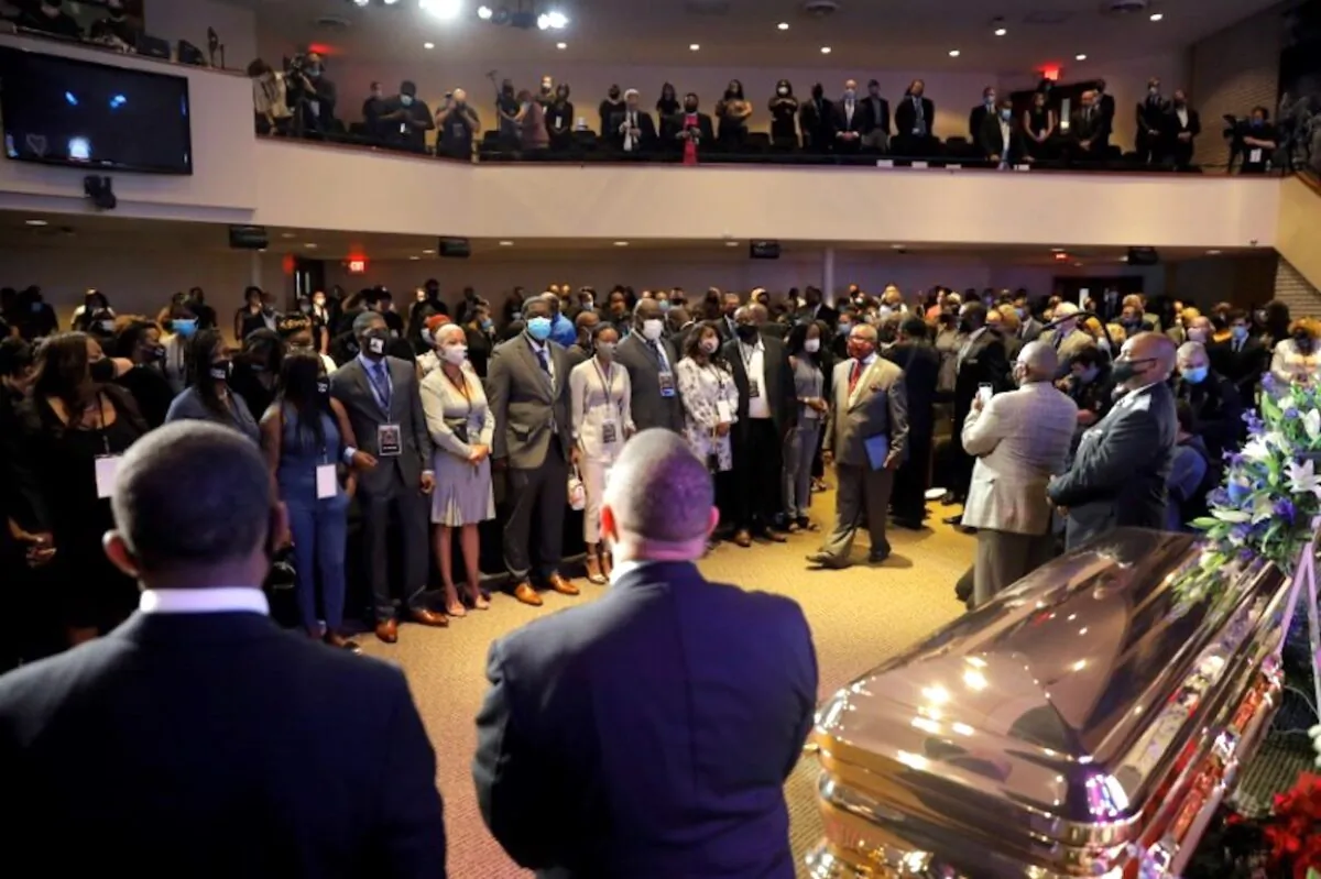 People attend a memorial service for George Floyd, in Minneapolis, Minnesota, on June 4, 2020. (Reuters/Lucas Jackson)