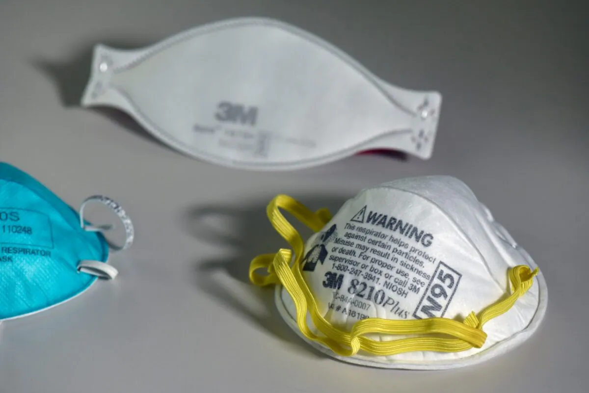 Various N95 respiration masks at a 3M laboratory in Maplewood, Minn.,on March 4, 2020. (Nicholas Pfosi/Reuters)