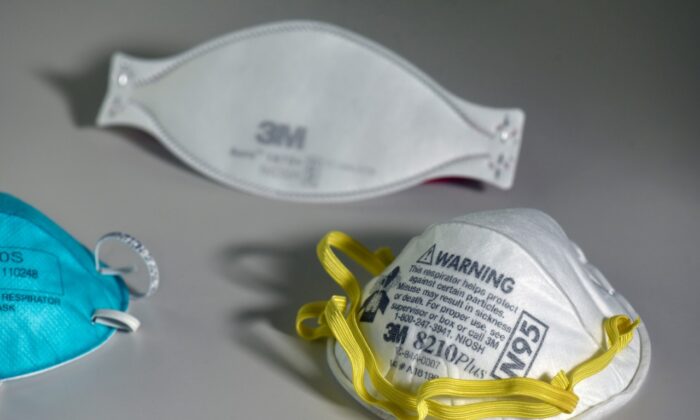 Various N95 respiration masks at a 3M laboratory in Maplewood, Minn.,on  March 4, 2020. (Nicholas Pfosi/Reuters)