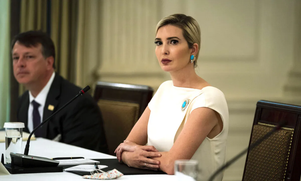 Ivanka Trump, first daughter and senior adviser to President Donald Trump, listens during a roundtable in the State Dining Room of the White House on May 18, 2020. (Doug Mills - Pool/Getty Images)