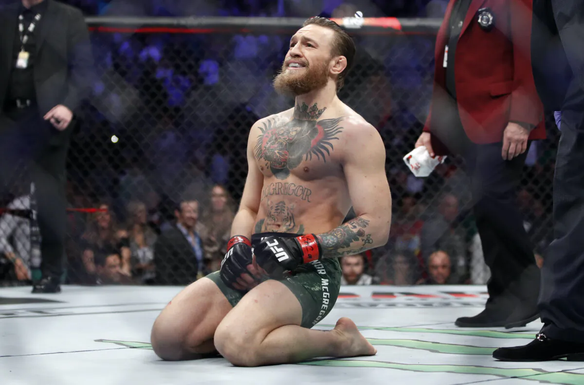 Conor McGregor smiles after defeating Donald "Cowboy" Cerrone during a UFC 246 welterweight mixed martial arts bout in Las Vegas on Jan. 18, 2020. (John Locher/AP photo, File)